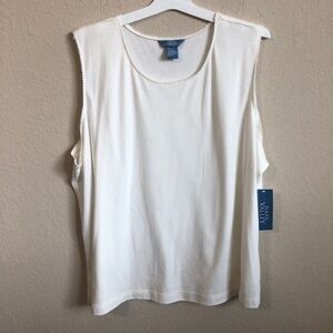 Napa Valley Woman Tank Top Sleeveless Shirt Scalloped Trim Plus Size Classic NWT